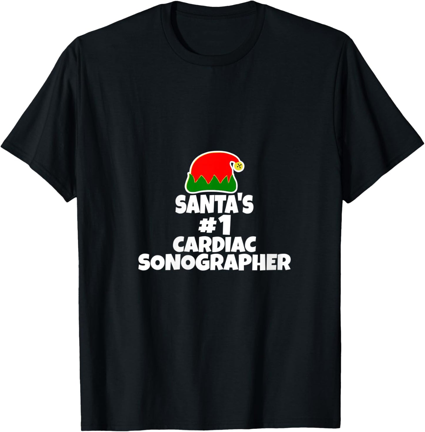 Santa's #1 Cardiac Sonographer Echo Tech Christmas Holiday V-Neck T-Shirt - T-Shirt | Black