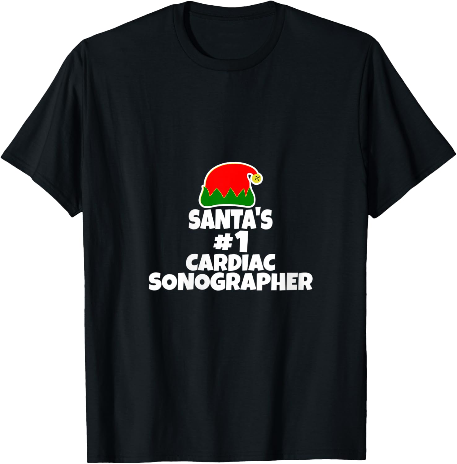 Santa's #1 Cardiac Sonographer Echo Tech Christmas Holiday V-Neck T-Shirt - T-Shirt | Black