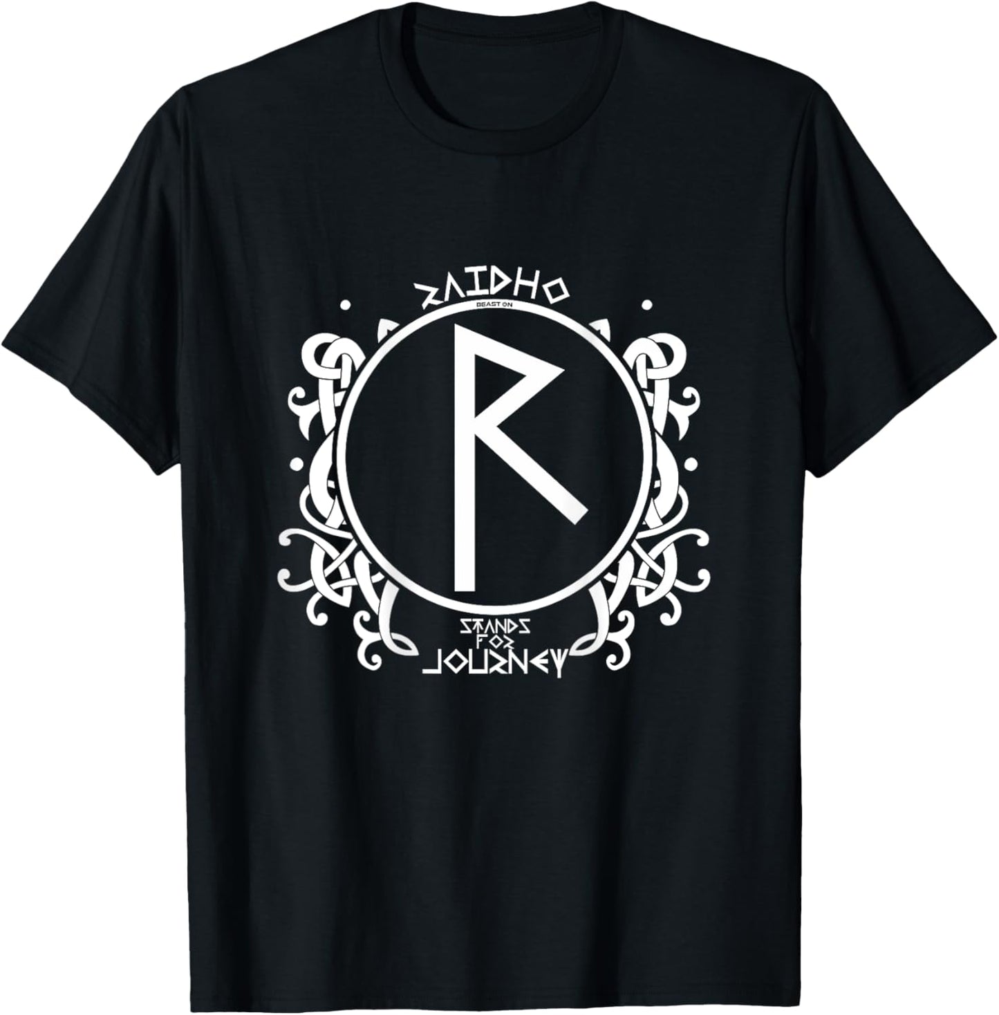 Raidho Viking Rune Back Motif Nordic Rune Fitness Gym T-Shirt - T-Shirt | Black