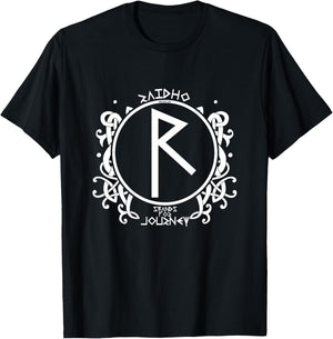 Raidho Viking Rune Back Motif Nordic Rune Fitness Gym T-Shirt - T-Shirt | Black