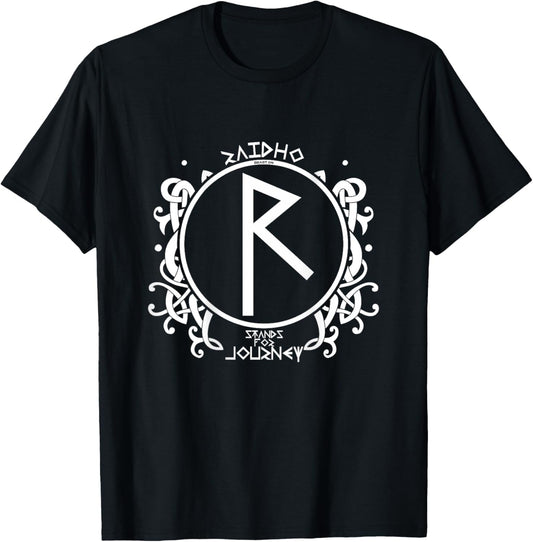 Raidho Viking Rune Back Motif Nordic Rune Fitness Gym T-Shirt - T-Shirt | Black