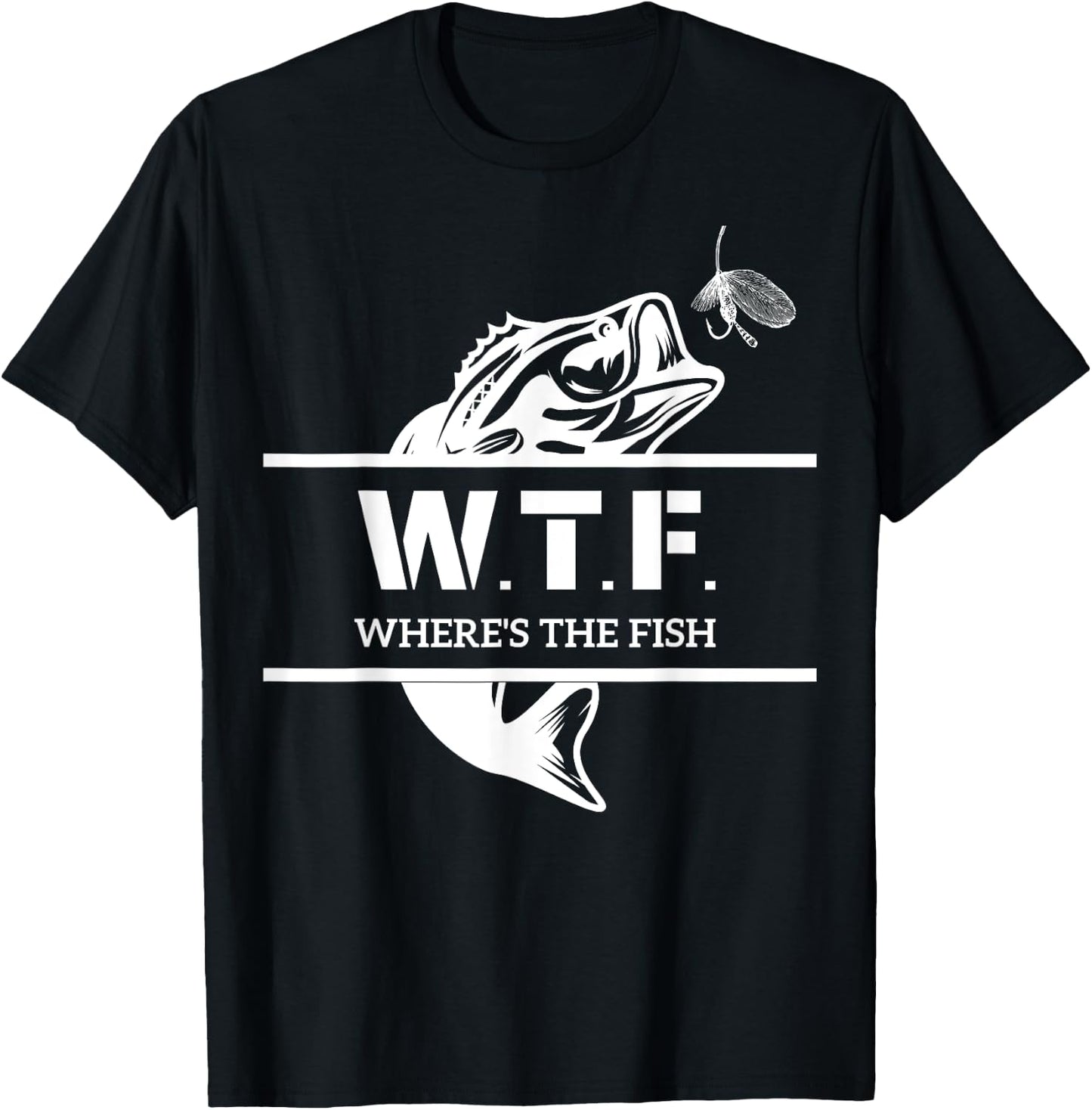 W.T.F. Where's The Fish, Who Like Fishing Women T-Shirt - T-Shirt | Black