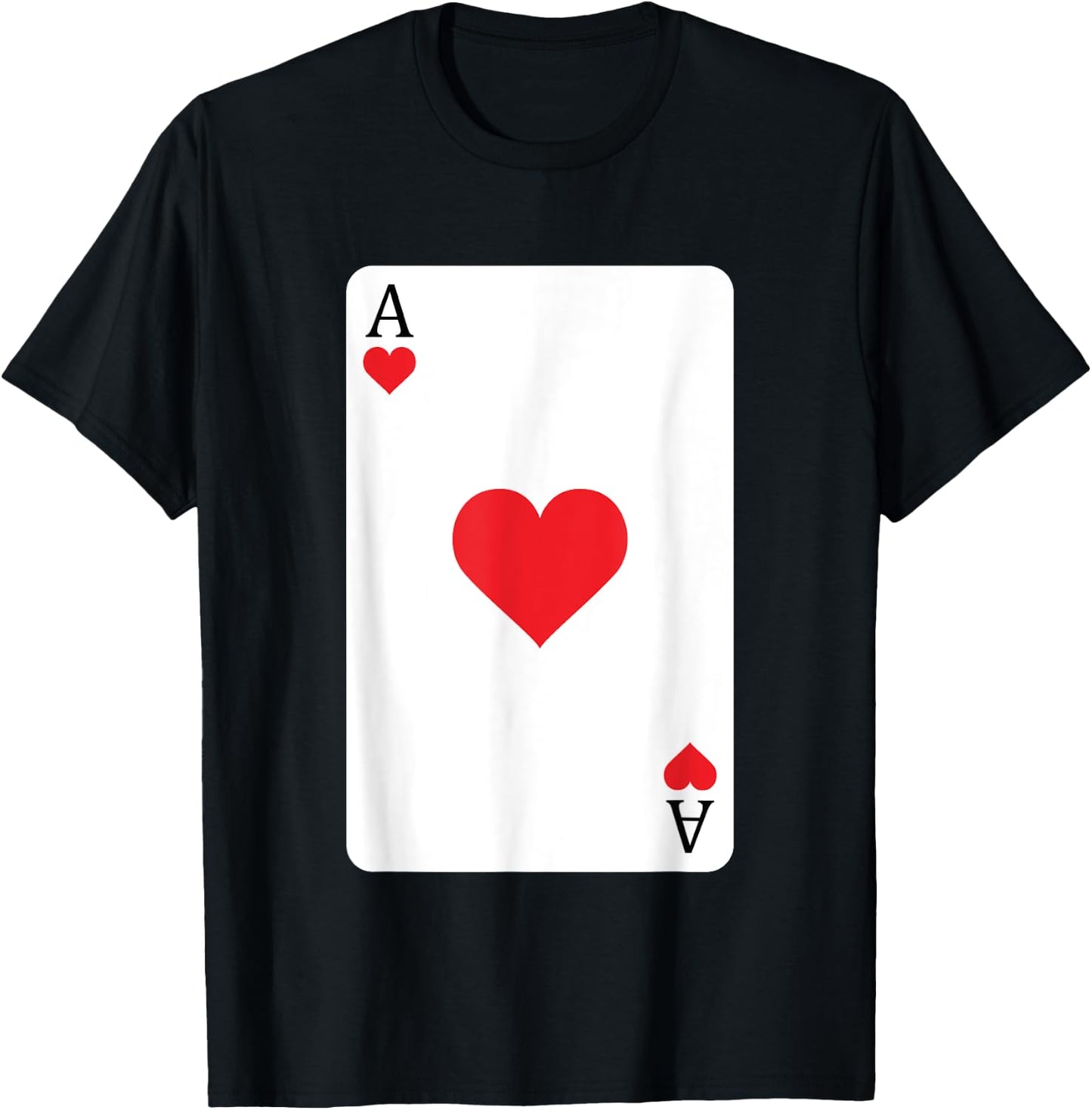 Ace Of Hearts Playing Card, Ace Card T-Shirt - T-Shirt | Black