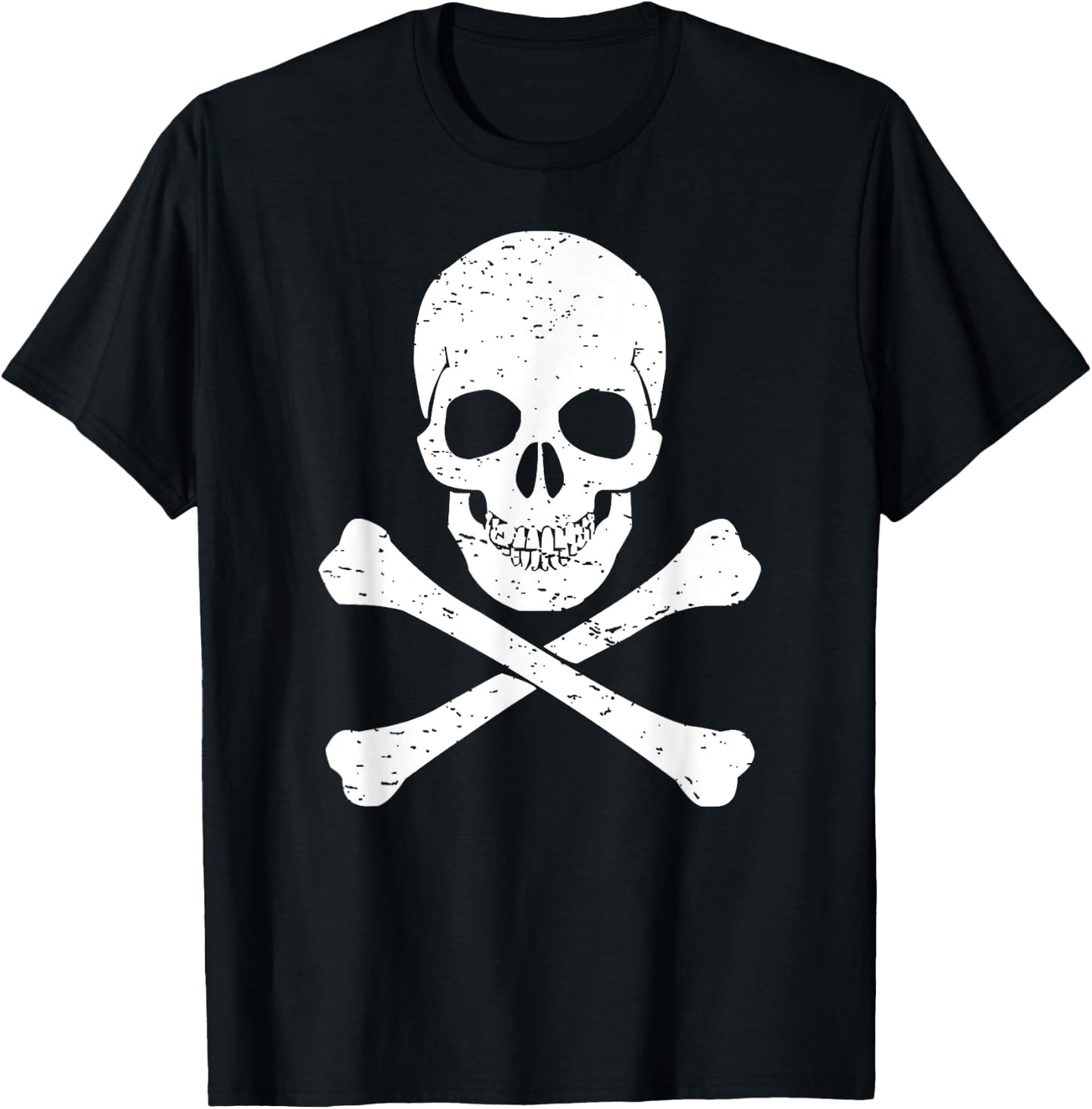 Skull & Cross Bones Vintage Pirate Halloween Lazy Costume T-Shirt - T-Shirt | Black