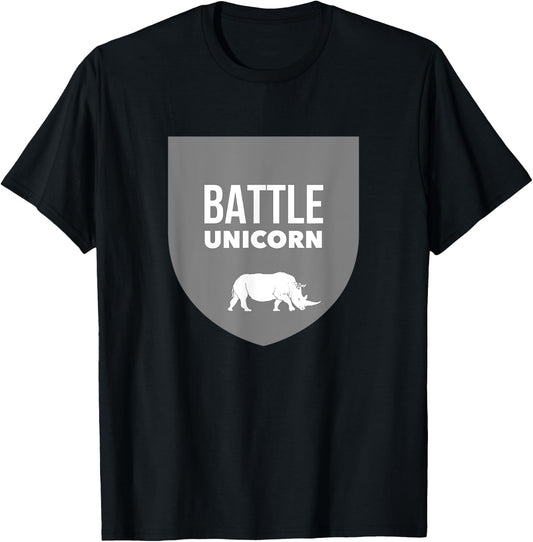 Battle Unicorn Funny Rhinoceros Rhino T-Shirt - T-Shirt | Black