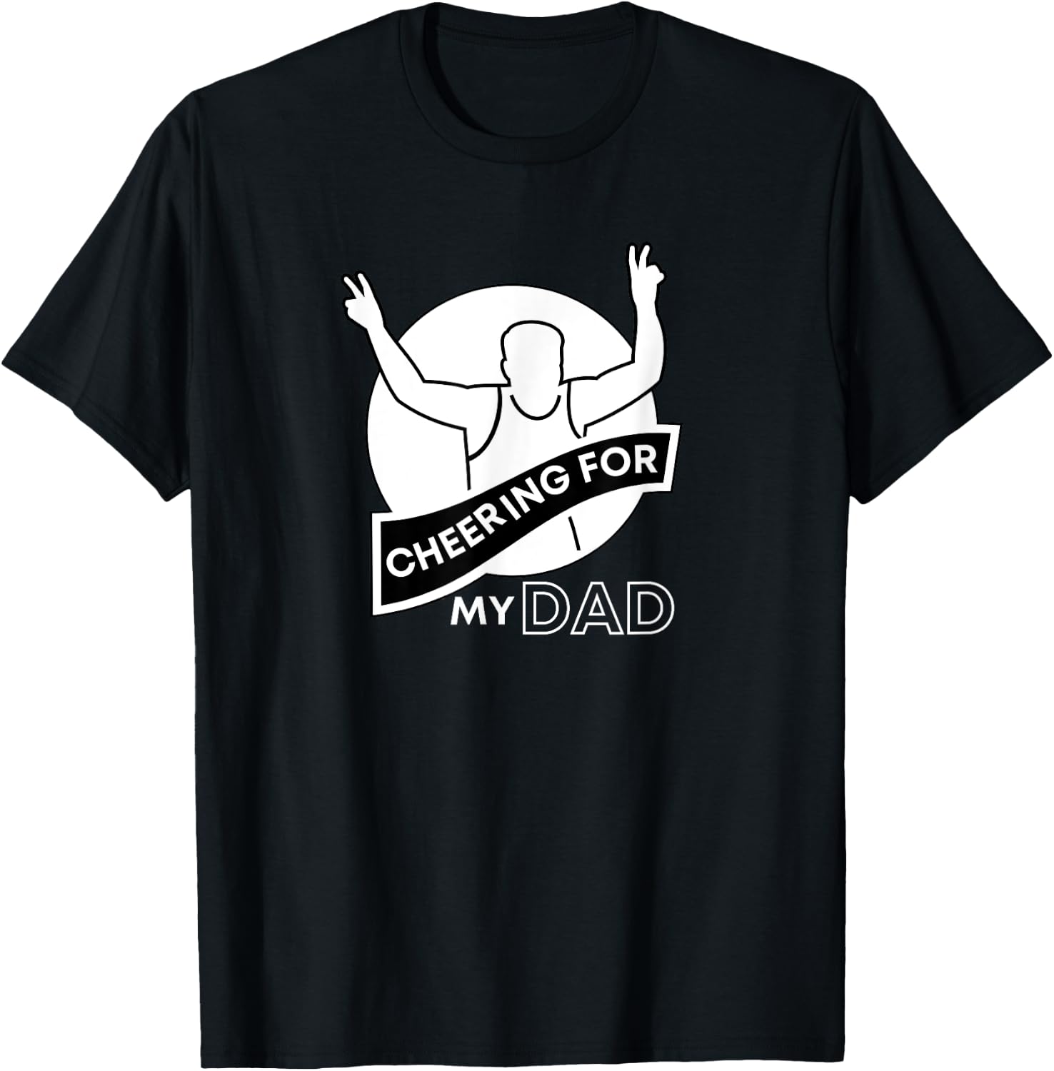 Cheering for Dad Fathers Runners Race Support Crew Graphic T-Shirt - T-Shirt | Black
