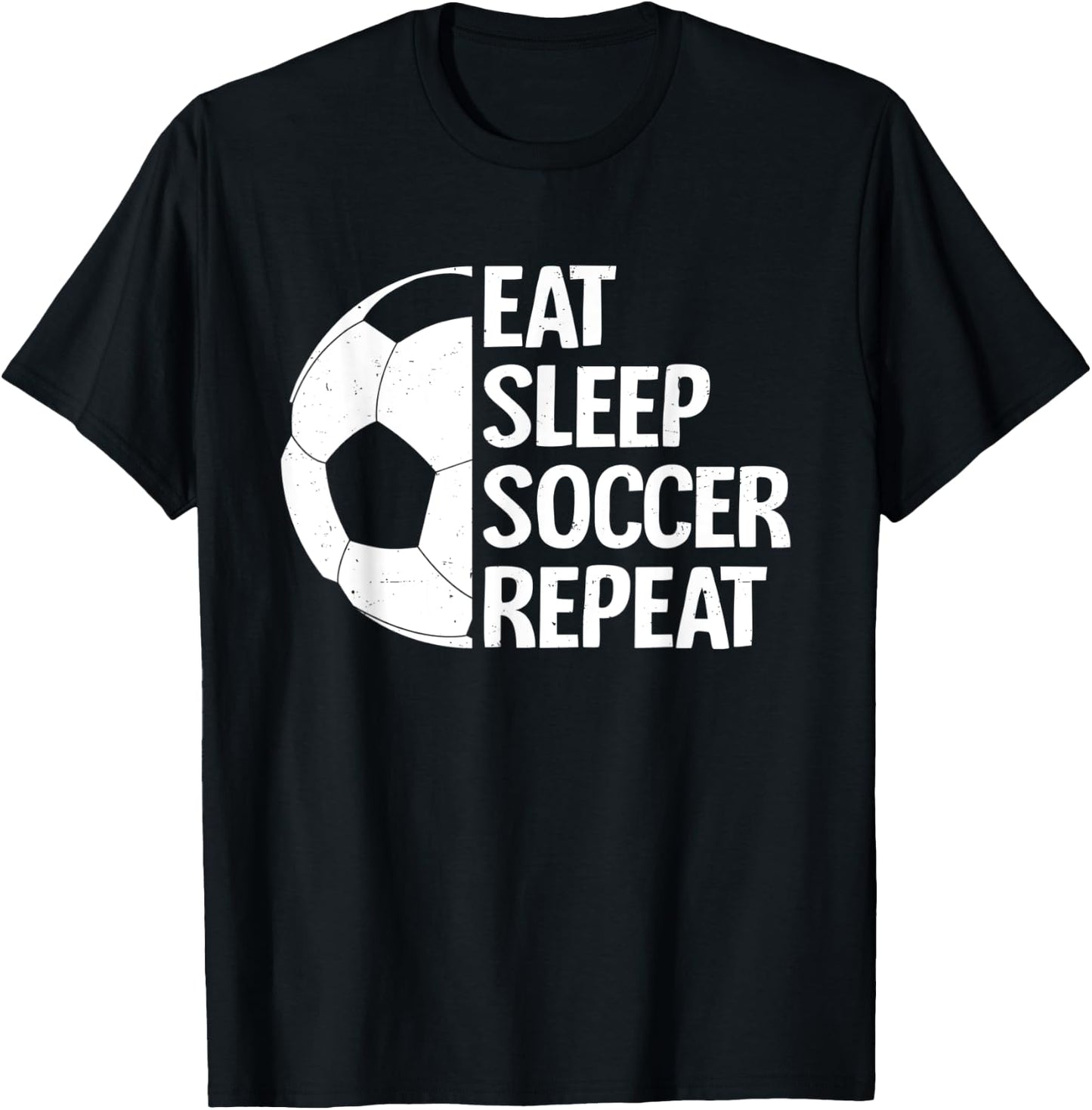 Eat Sleep Soccer Repeat Funny Soccer Player Men Boys T-Shirt - T-Shirt | Black
