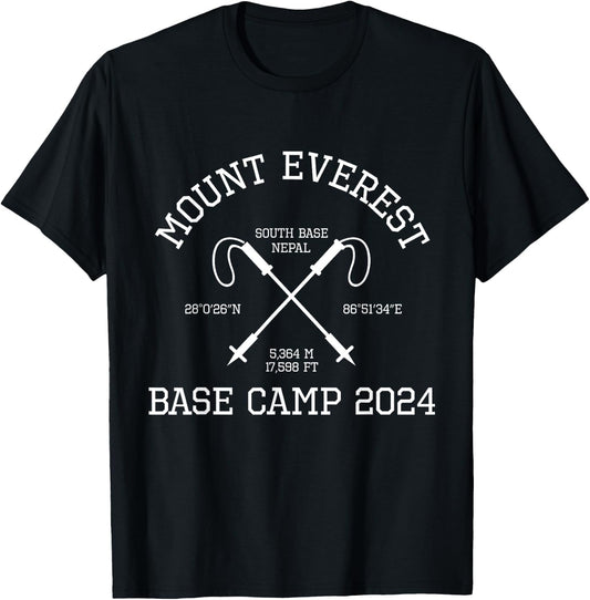 Climbed Base Camp Mount Everest 2024 Hike South Base Nepal T-Shirt - T-Shirt | Black