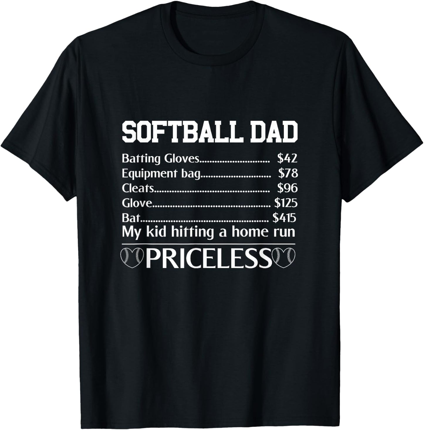 Softball Dad Fathers Day Funny Men Papa Softball Player T-Shirt - T-Shirt | Black