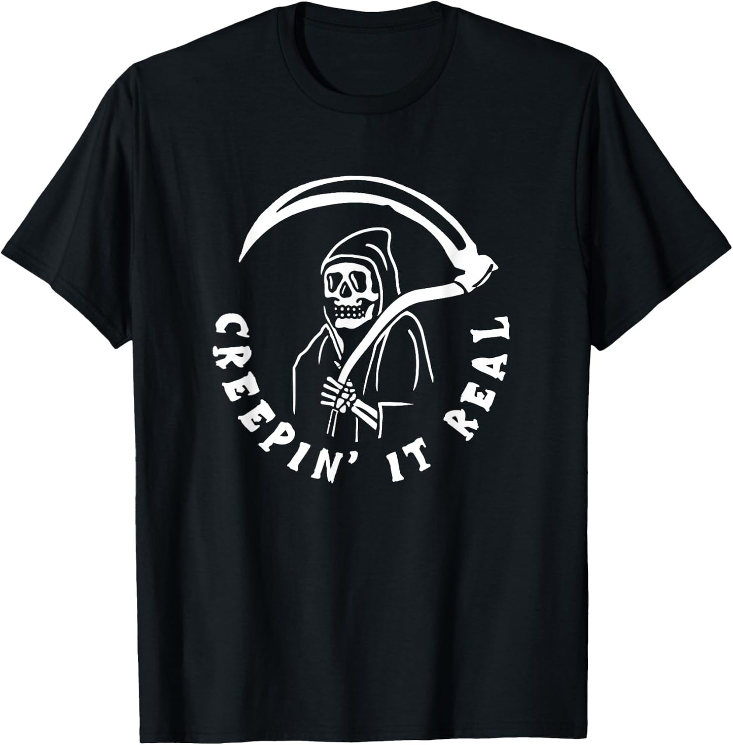 Creepin It Real Grim Reaper Halloween T-Shirt - T-Shirt | Black