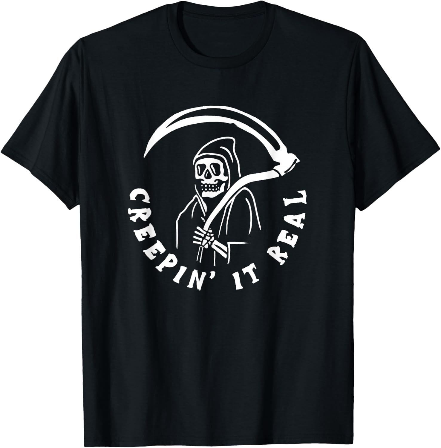 Creepin It Real Grim Reaper Halloween T-Shirt - T-Shirt | Black