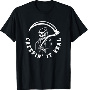 Creepin It Real Grim Reaper Halloween T-Shirt - T-Shirt | Black