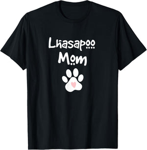 Lhasapoo Mom Lhasa Apso Poodle Mix Breed Dog T-Shirt - T-Shirt | Black