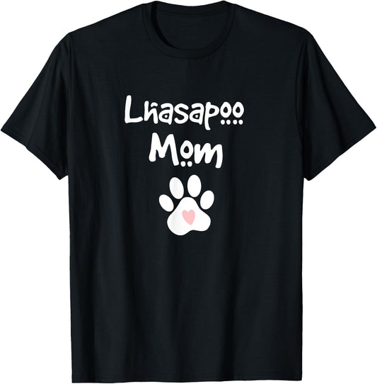 Lhasapoo Mom Lhasa Apso Poodle Mix Breed Dog T-Shirt - T-Shirt | Black