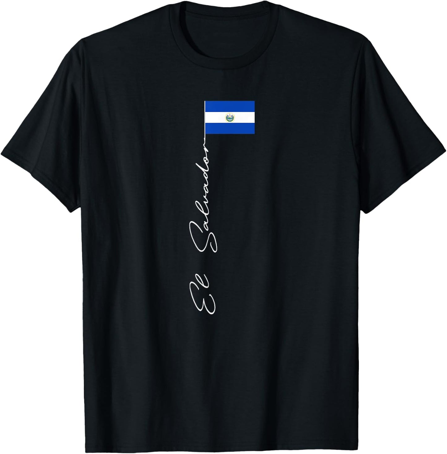 El Salvador Signature Flag Pole Patriotic El Salvador Flag T-Shirt - T-Shirt | Black
