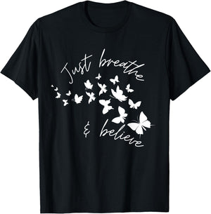 breathe and believe Christian T Butterfly Faith T-Shirt - T-Shirt | Black