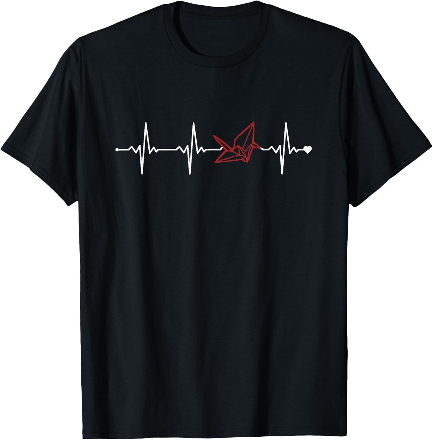 Origami Heartbeat Paper Crane Folding Owl Master Origami T-Shirt - T-Shirt | Black