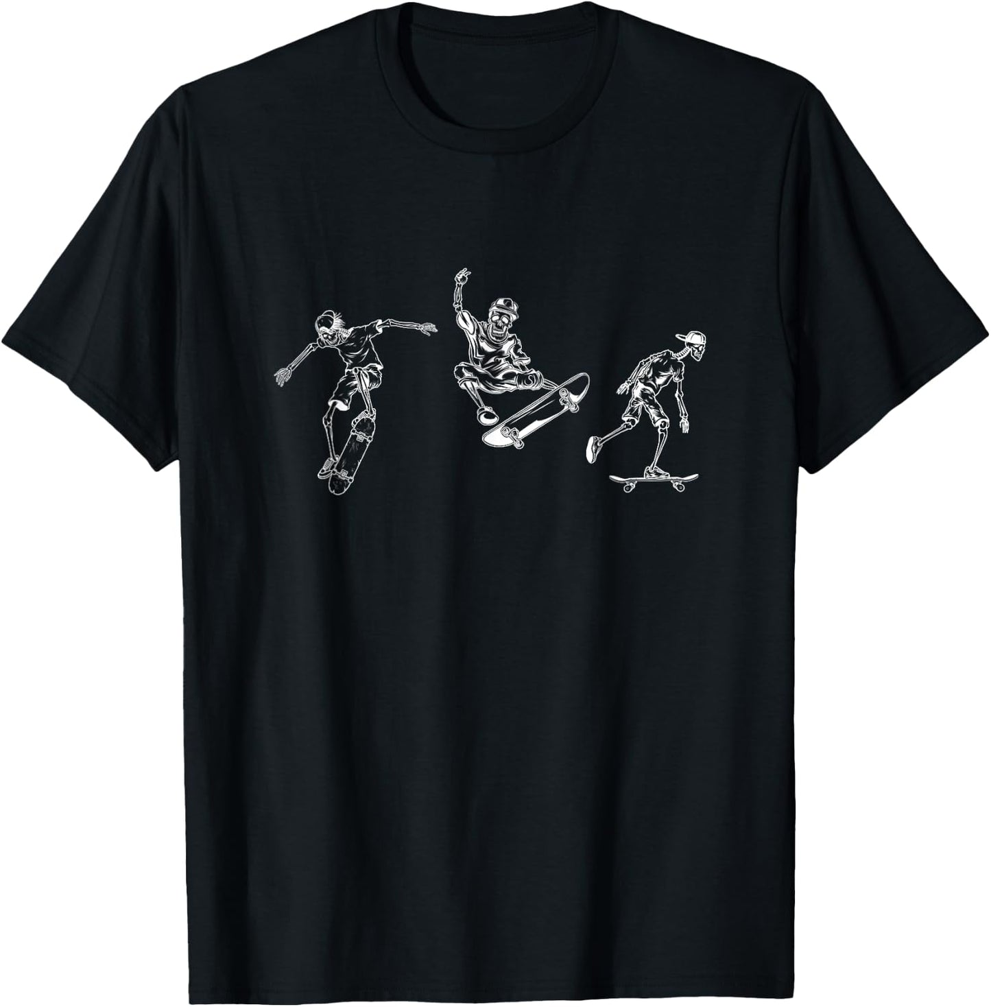 Skateboarding Skeletons Skeleton Skate Halloween Skater T-Shirt - T-Shirt | Black