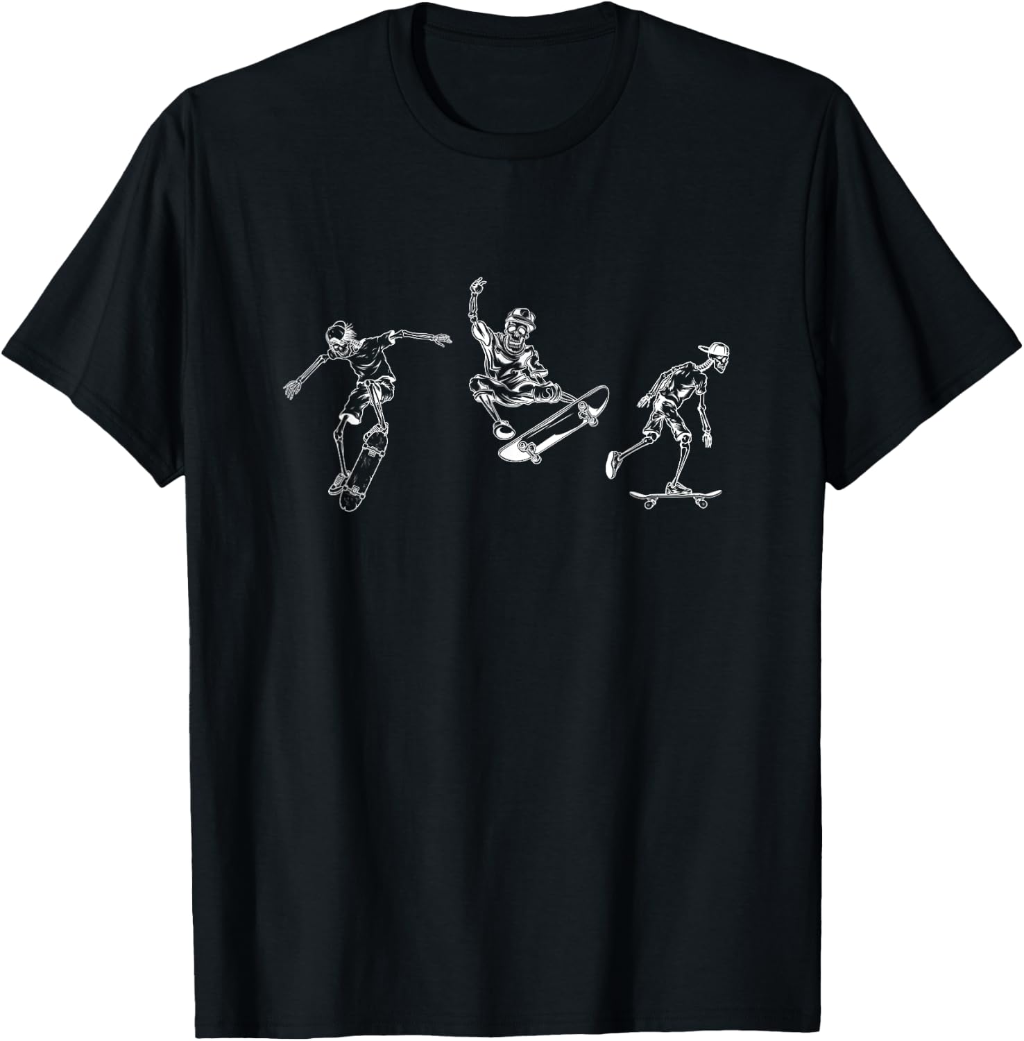 Skateboarding Skeletons Skeleton Skate Halloween Skater T-Shirt - T-Shirt | Black