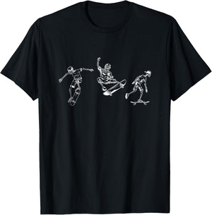 Skateboarding Skeletons Skeleton Skate Halloween Skater T-Shirt - T-Shirt | Black