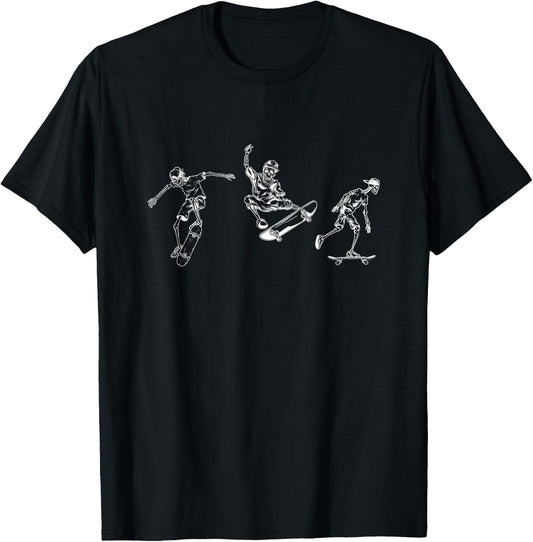 Skateboarding Skeletons Skeleton Skate Halloween Skater T-Shirt - T-Shirt | Black
