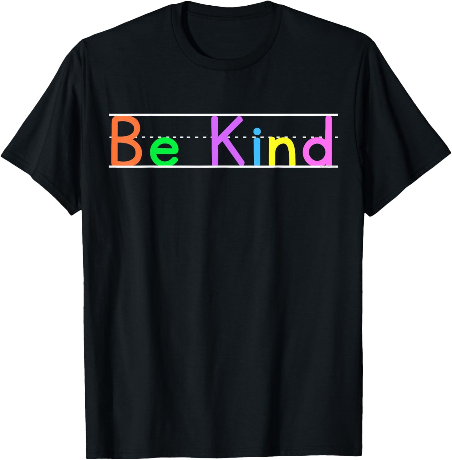 Colorful Be Kind Primary Style Boys Girls Teachers T-Shirt - T-Shirt | Black