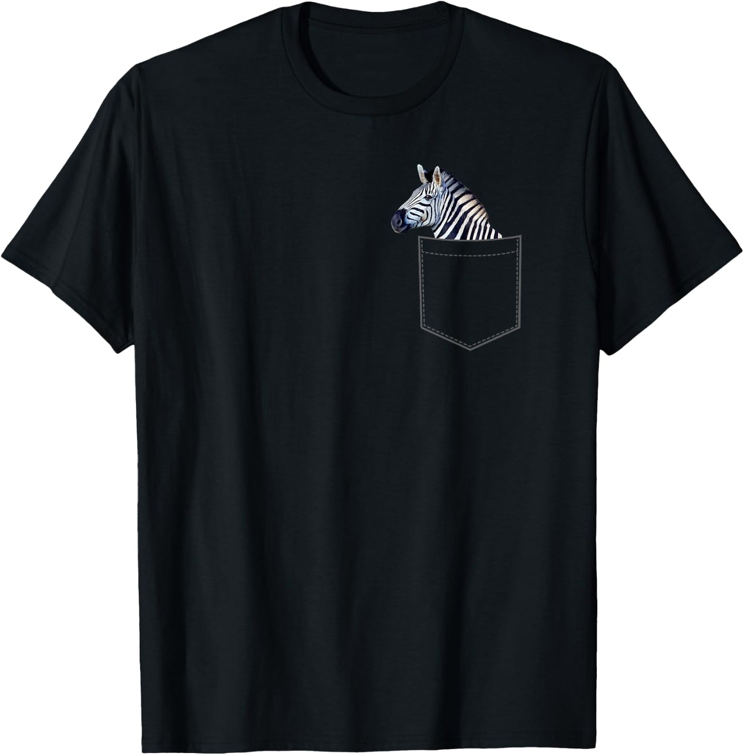 Cute Zebra Pocket Boys Girls Funny Animal Toddler T-Shirt - T-Shirt | Black