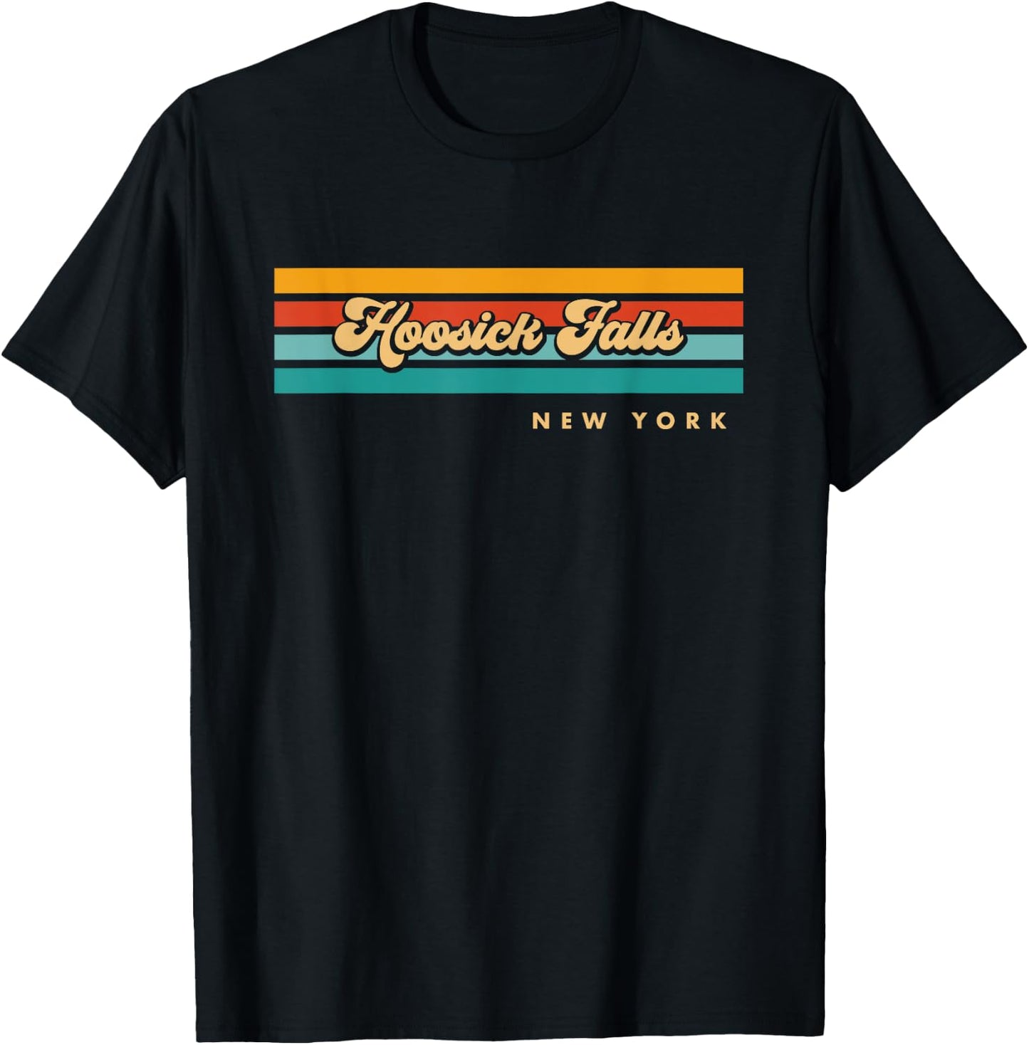 Vintage Sunset Stripes Hoosick Falls, New York T-Shirt - T-Shirt | Black