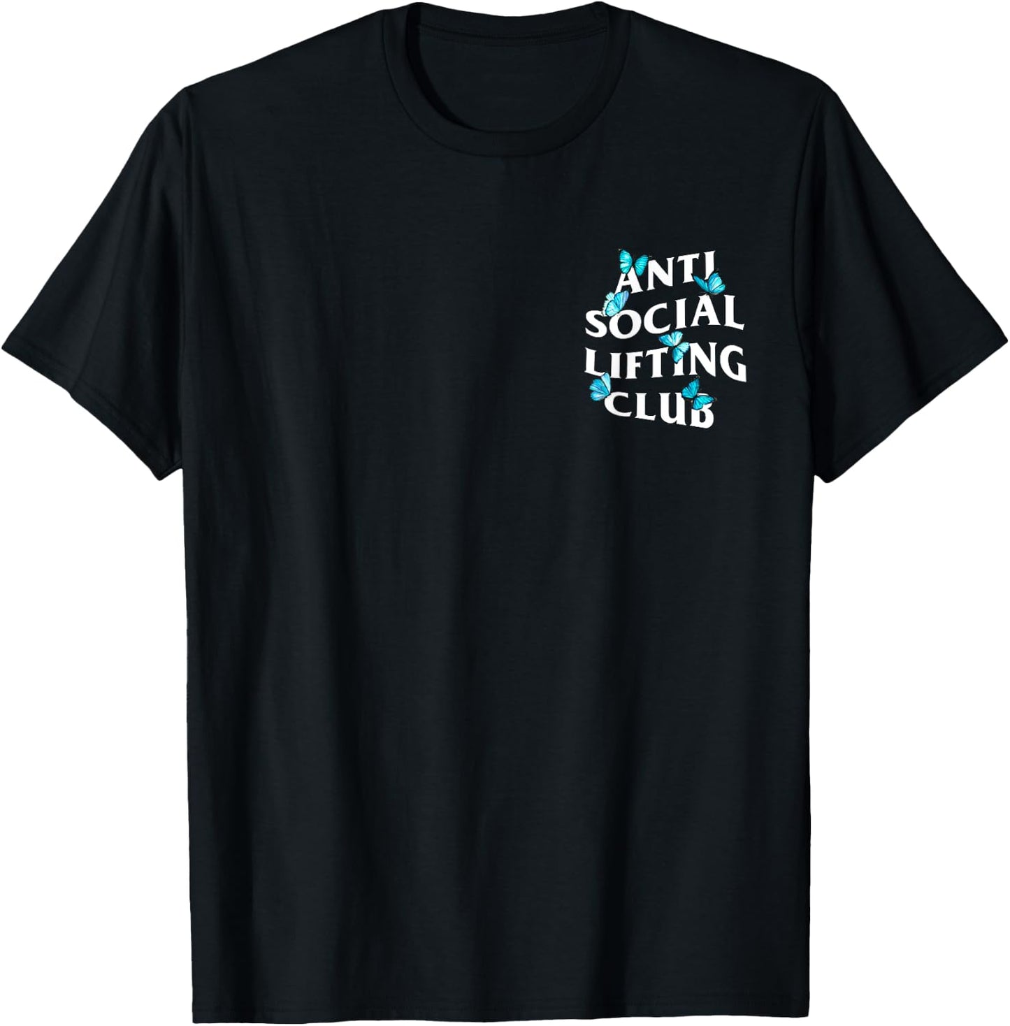 Anti social lifting club with butterflies T-Shirt - T-Shirt | Black
