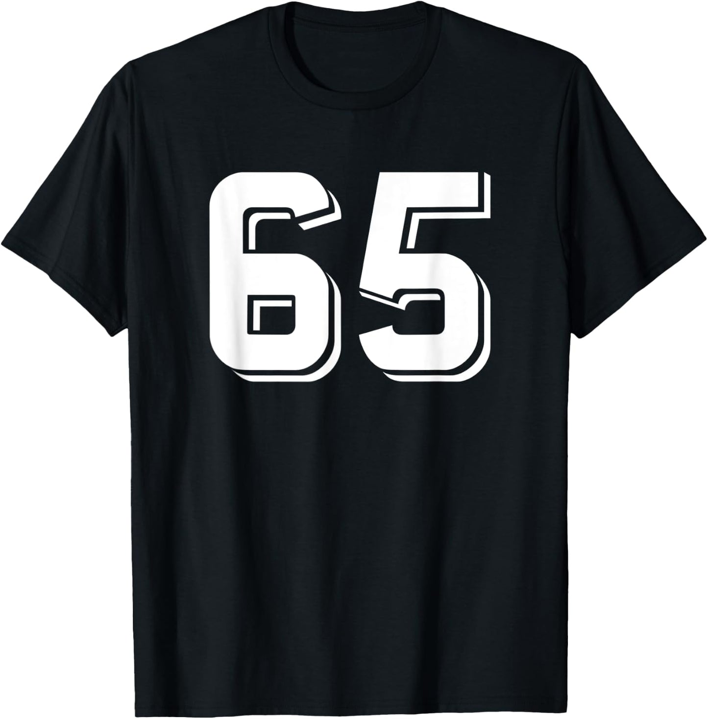 Number #65 Retro Sports Jersey Uniform White Lucky Number T-Shirt - T-Shirt | Black