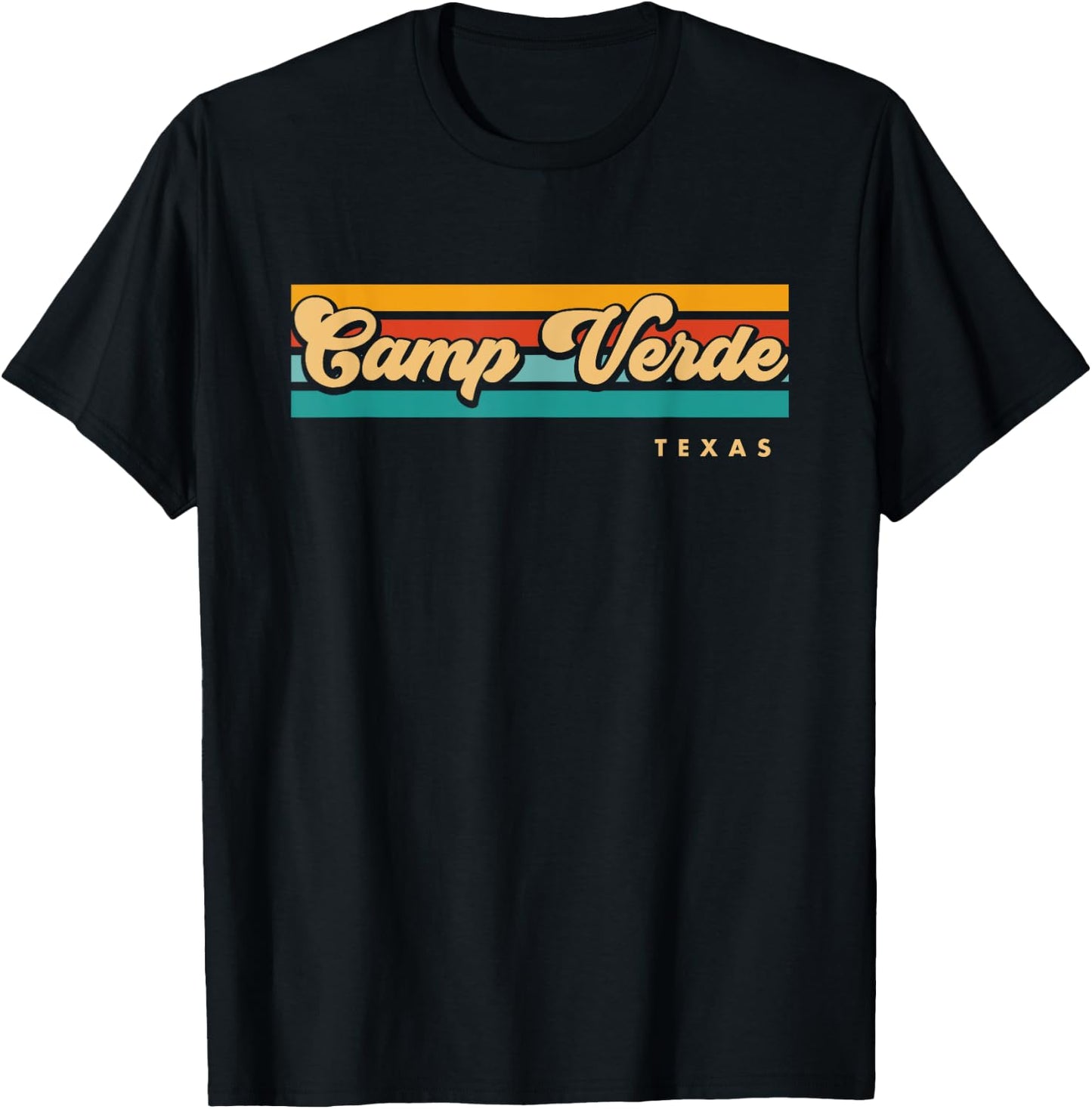 Vintage Sunset Stripes Camp Verde, Texas T-Shirt - T-Shirt | Black