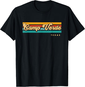 Vintage Sunset Stripes Camp Verde, Texas T-Shirt - T-Shirt | Black