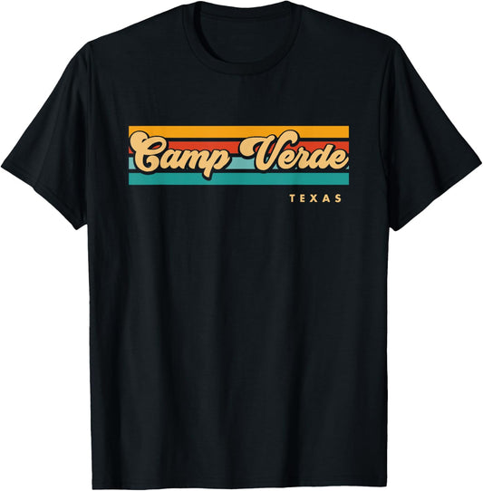 Vintage Sunset Stripes Camp Verde, Texas T-Shirt - T-Shirt | Black