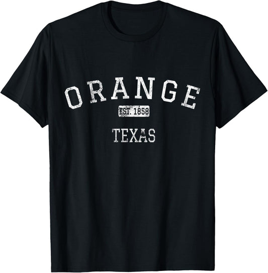 Orange Texas TX Vintage T-Shirt - T-Shirt | Black