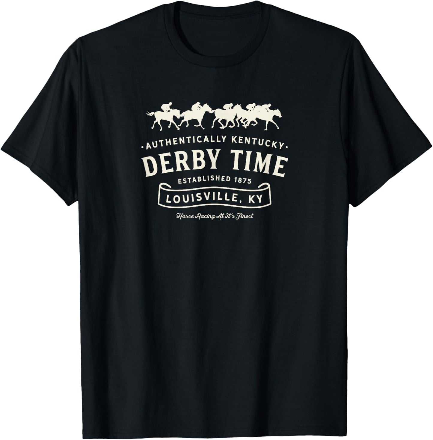 Derby Kentucky horse racing Vintage Graphic , , Black, Small, Short Sleeve, Classic Fit, Cotton Polyester Blend, Derby-themed T-Shirt - T-Shirt | Black