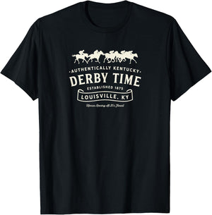 Derby Kentucky horse racing Vintage Graphic , , Black, Small, Short Sleeve, Classic Fit, Cotton Polyester Blend, Derby-themed T-Shirt - T-Shirt | Black