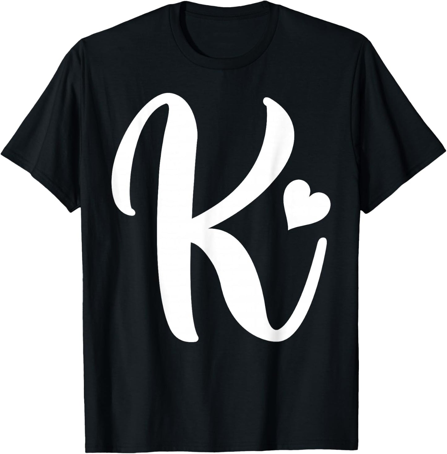white letter K monogram initials minimalist heart graphic T-Shirt - T-Shirt | Black