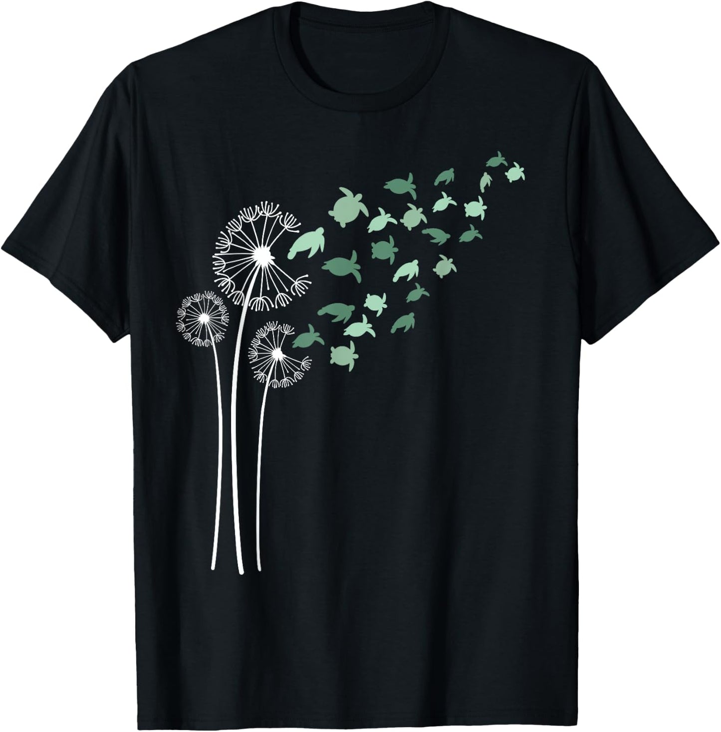 Sea Turtles Dandelion Flower For Dandelions and Turtle Lover T-Shirt - T-Shirt | Black