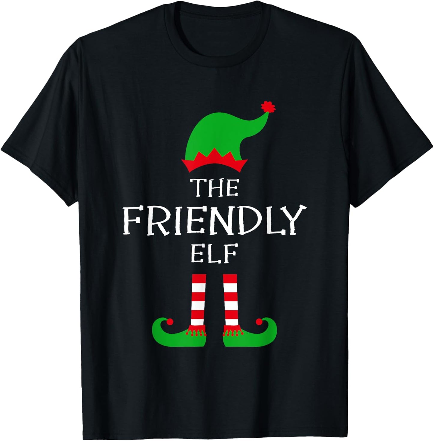 The Friendly Elf Matching Family Group Idea Funny Christmas T-Shirt - T-Shirt | Black