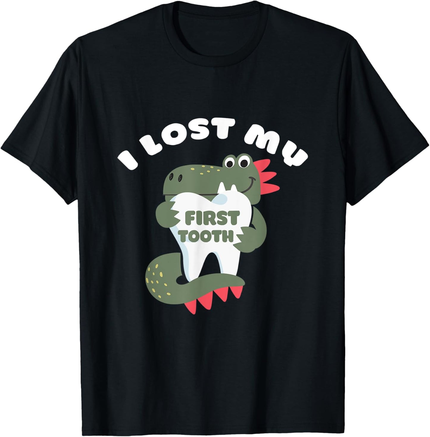 Cute Dinosaur I Lost My First Tooth Funny Tooth Fairy T-Shirt - T-Shirt | Black