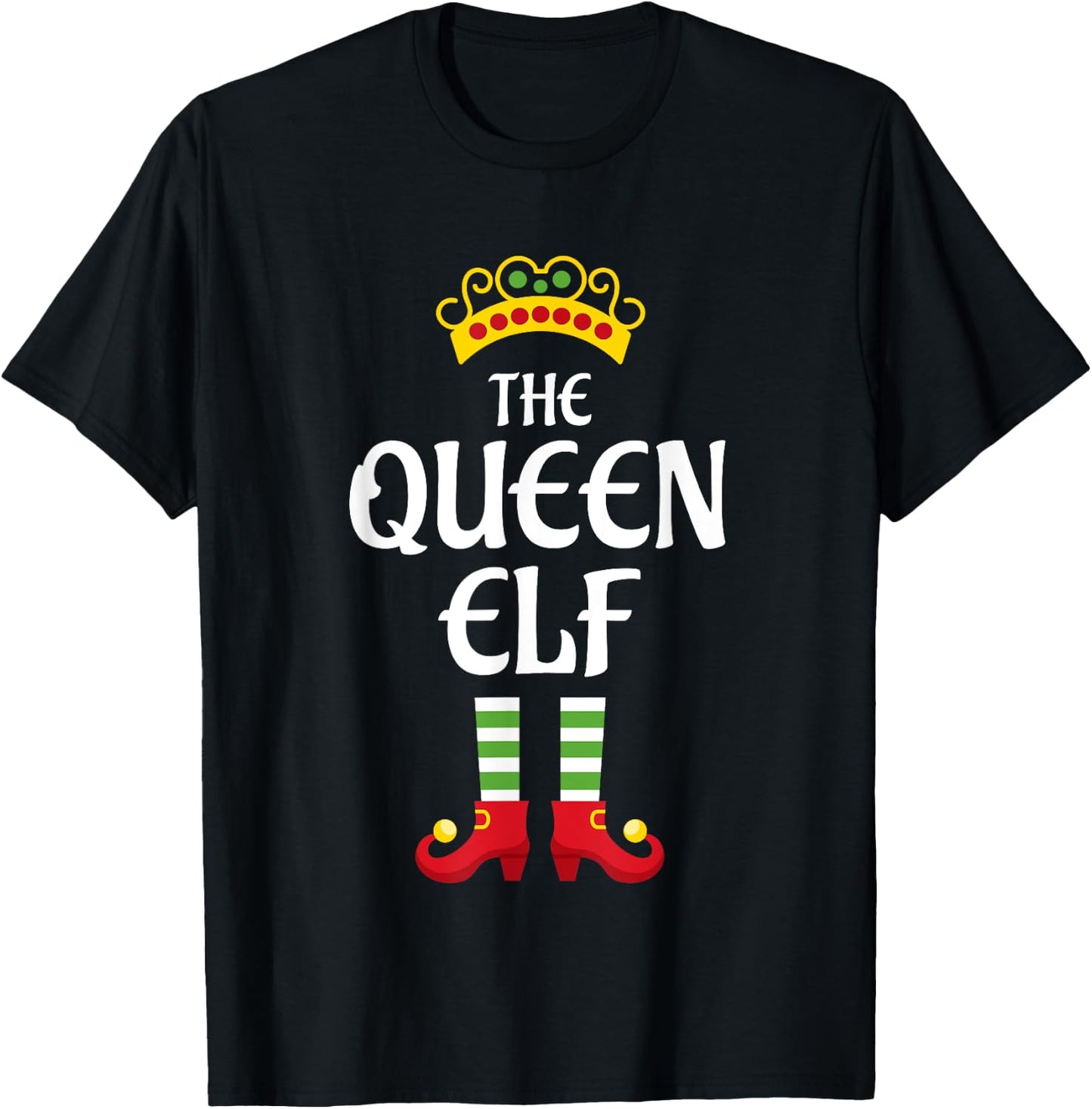 Queen Elf Family Matching Group Christmas T-Shirt - T-Shirt | Black