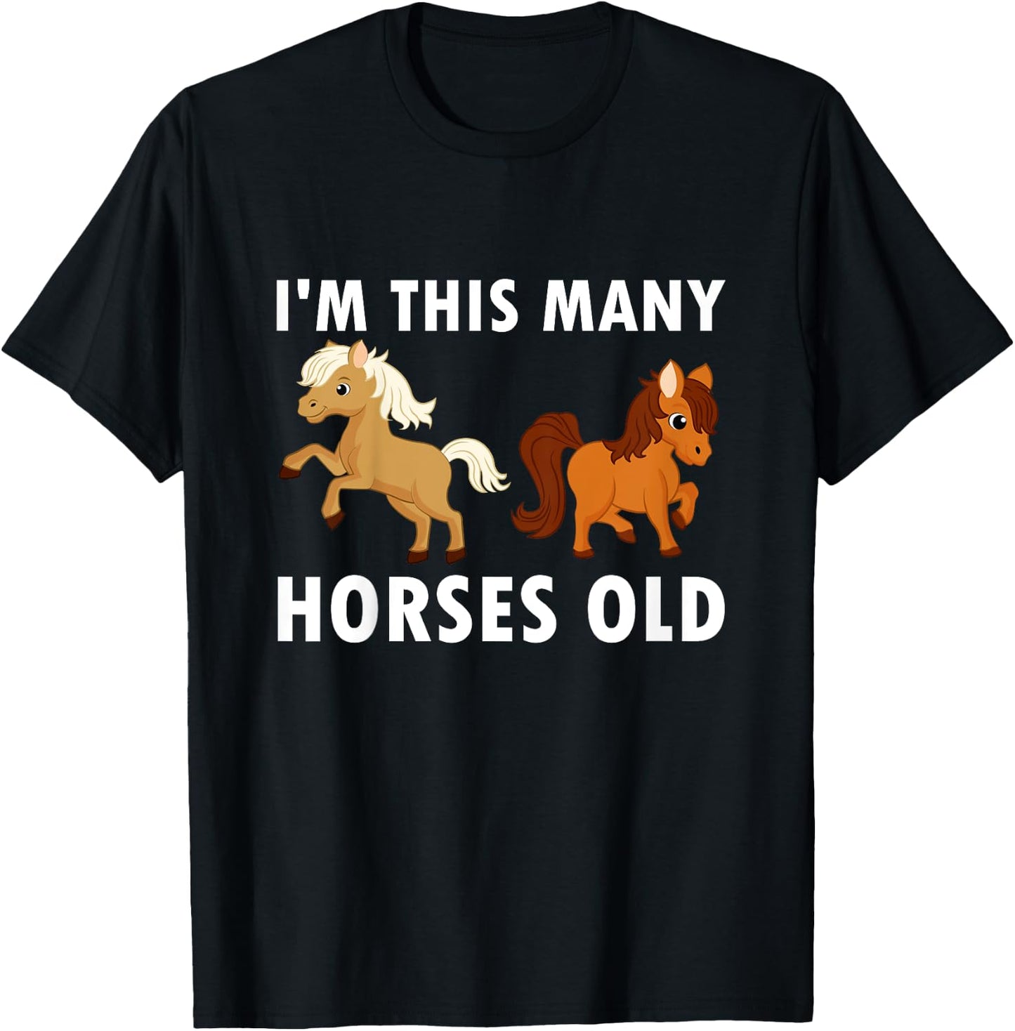 Kids 2 Years Old Girl Horses Old 2nd Birthday Kids T-Shirt - T-Shirt | Black