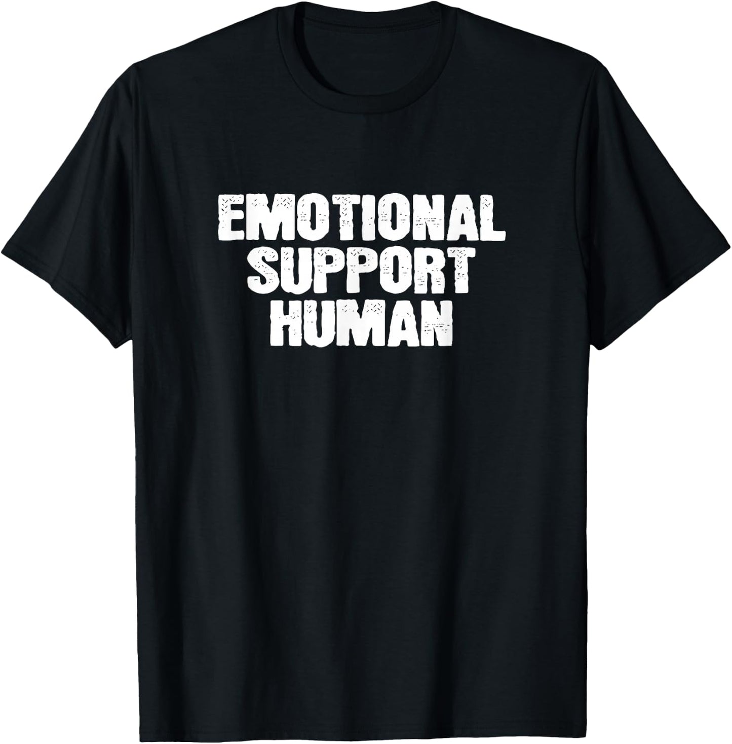 Emotional Support Person Kindness -Adults Black Cotton 65% Polyester 35% Short Sleeve Collarless Regular Fit T-Shirt - T-Shirt | Black