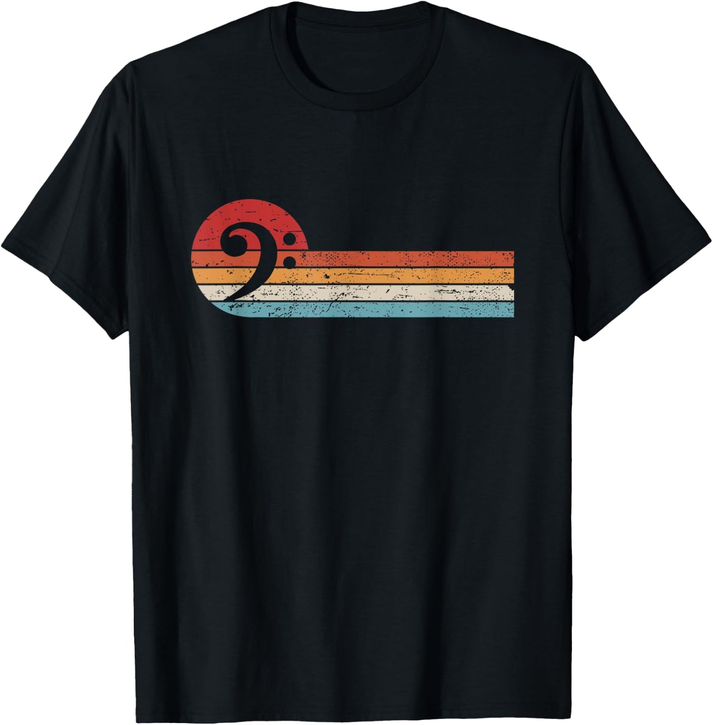 Bassist Bass Guitar Musician Retro Bass Clef T-Shirt - T-Shirt | Black