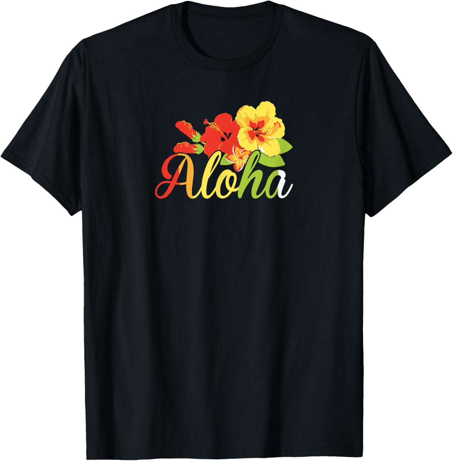 Aloha Flowers Hawaiian Funny Hawaii Beach Luau Party Women Kids T-Shirt - T-Shirt | Black