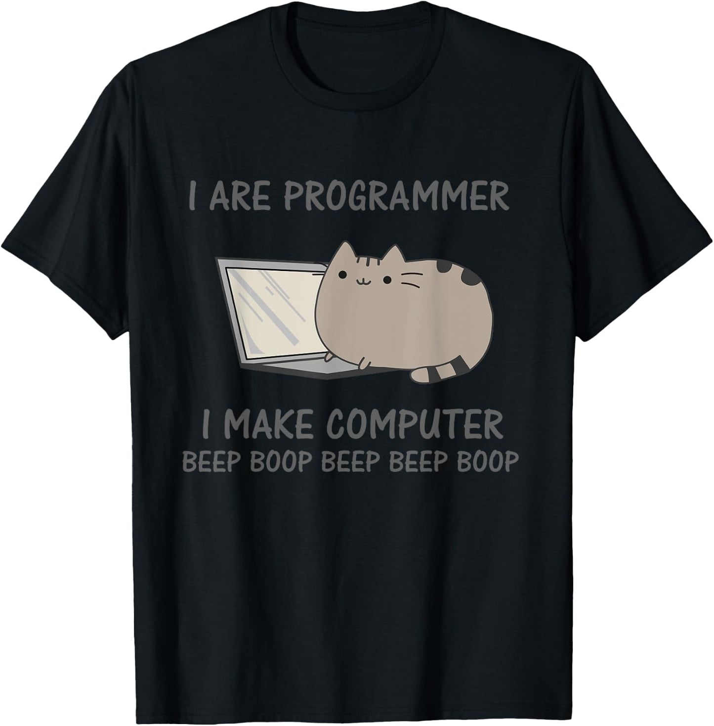 Cat Computer Kitten Informational Science Gift Men Women Girls Kids T-Shirt - T-Shirt | Black