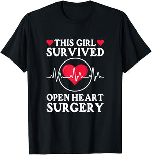 This Girl Survived Open Heart Surgery Get Well T-Shirt - T-Shirt | Black