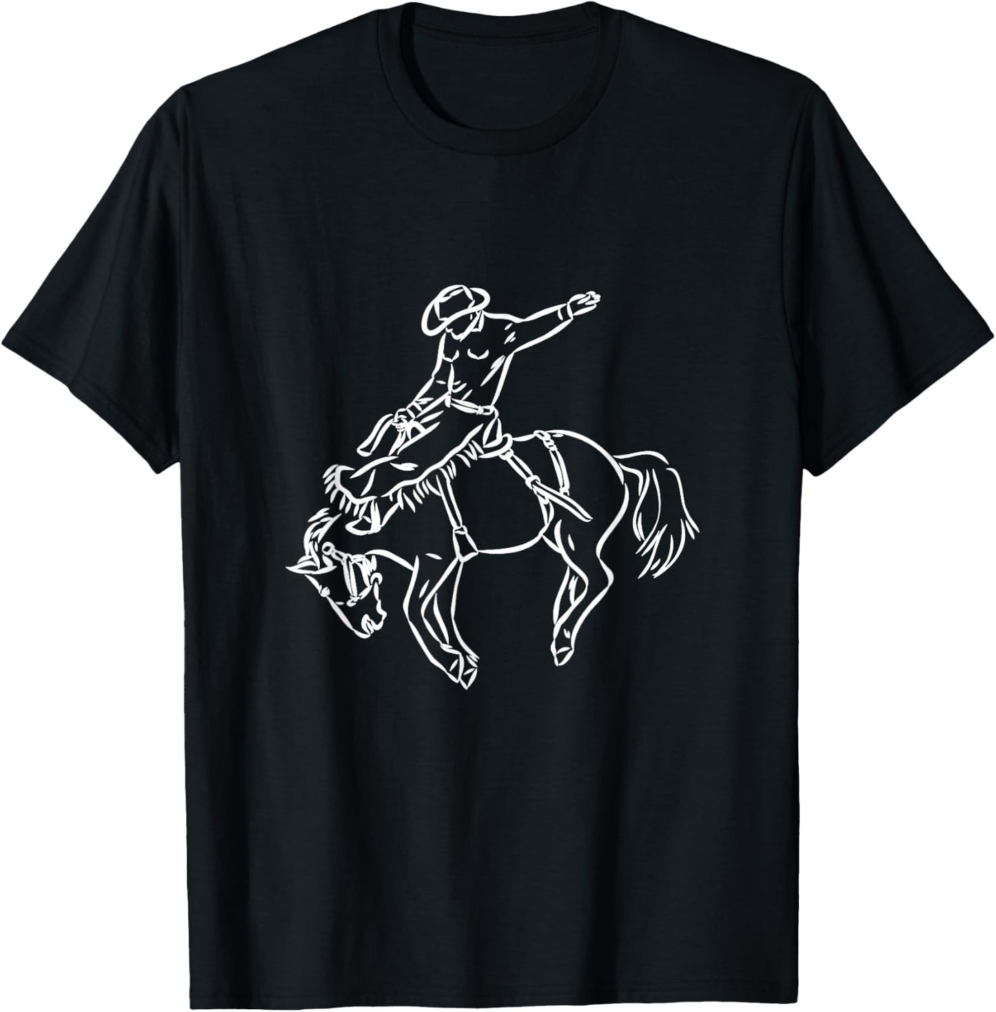 Vintage Rodeo Shirt Bucking Bronco Horse Riding Cowboy T-Shirt - T-Shirt | Black