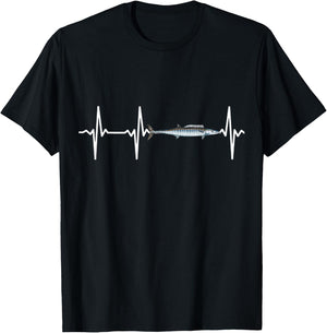 Wahoo Heartbeat For Saltwater Fish Fishing Lovers T-Shirt - T-Shirt | Black