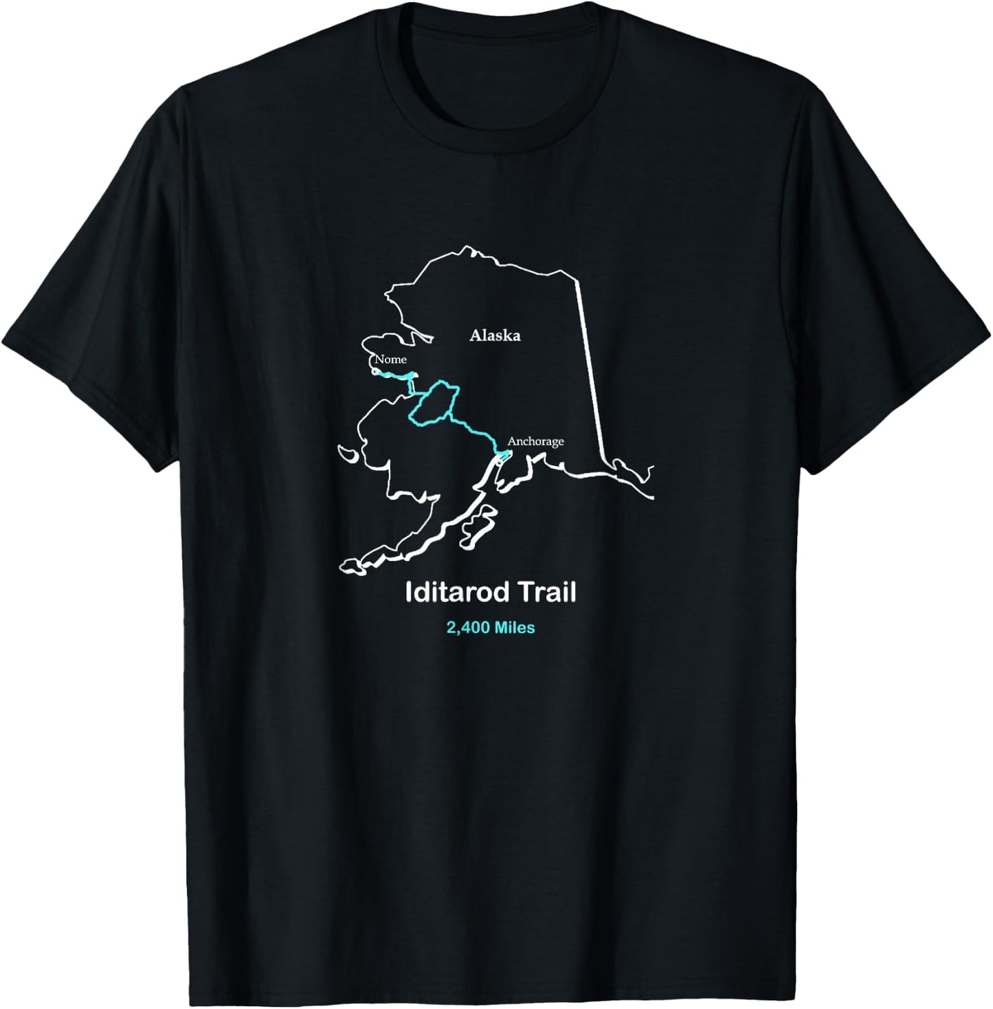 Iditarod National Historic Trail Route Map T-Shirt - T-Shirt | Black